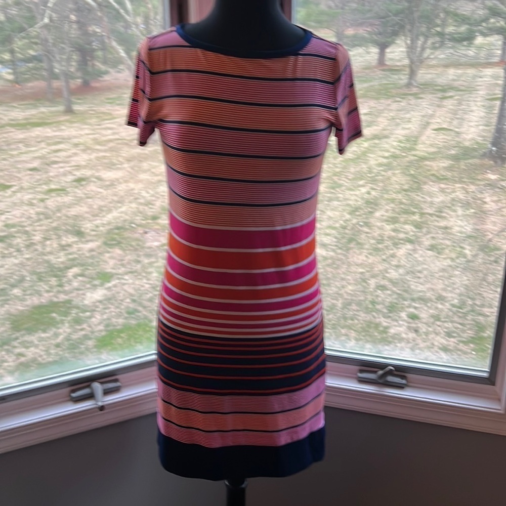Micheal Kors Summer Horizontal Striped Tee Shirt Mini Dress